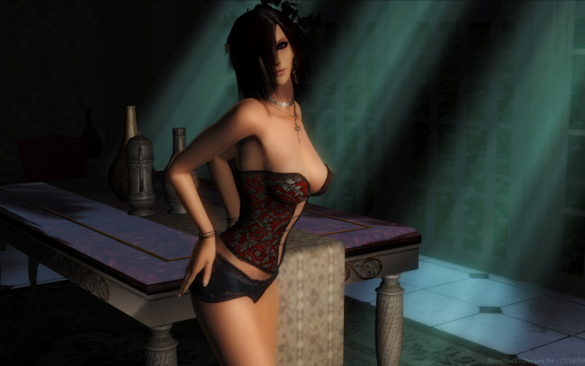 Обои картинки фото 3д, графика, elves, эльфы, эльфийка, стол