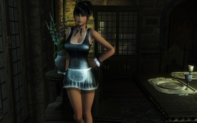 Обои картинки фото 3д, графика, people, люди, девушка, стол