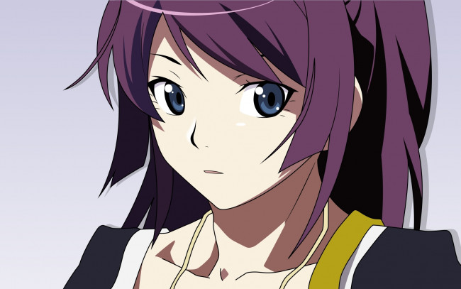 Обои картинки фото аниме, bakemonogatari, девушка, взгляд, senjougahara hitagi, платье