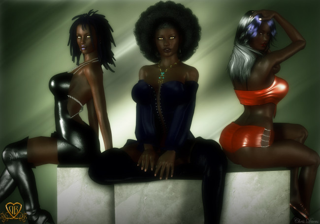 Обои картинки фото 3д, графика, people, люди, девушки, африканки