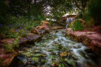 Картинка природа водопады лес водопад река