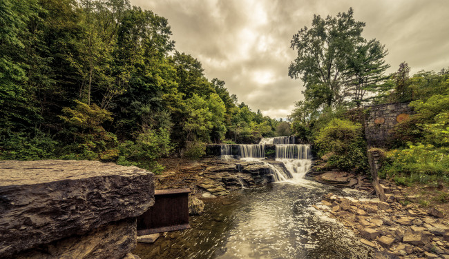 Обои картинки фото природа, водопады, водопад, река, лес