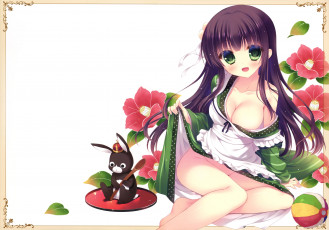 Картинка аниме unknown +другое фон взгляд девушка цветы