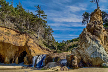 Картинка природа водопады водопад река лес горы