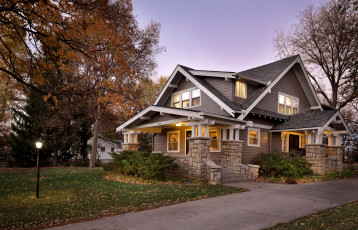 Картинка города -+здания +дома деревья дорожка осень особняк дом