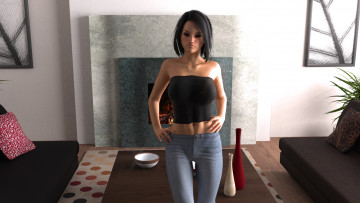 Картинка 3д+графика люди+ people девушка взгляд фон