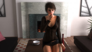 обоя 3д графика, люди , people, взгляд, фон, девушка