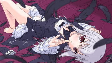 Картинка аниме rozen+maiden арт k10k suigintou rozen maiden девушка перья