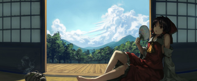 Обои картинки фото аниме, touhou, hakurei, reimu, berabou, арт, девушка