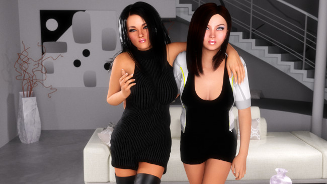 Обои картинки фото 3д графика, люди , people, фон, взгляд, девушки