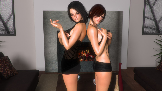 Обои картинки фото 3д графика, люди , people, взгляд, девушки, фон