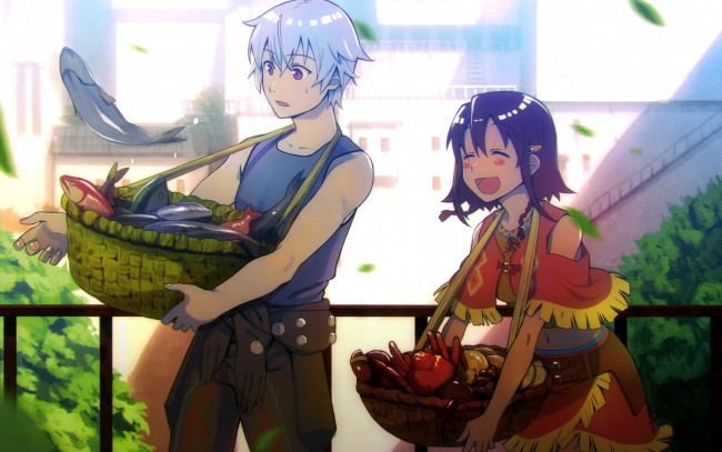 Обои картинки фото аниме, suisei no gargantia, suisei, no, gargantia, гаргантия, red, amy, улыбка, счастье, art