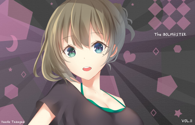 Обои картинки фото аниме, idolm@ster, девушка, взгляд, фон