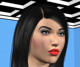 Картинка 3д+графика портрет+ portraits фон взгляд девушка