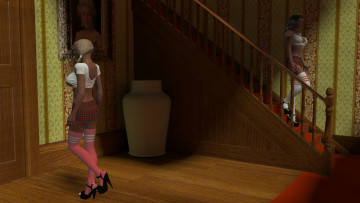 Картинка 3д+графика люди+ people взгляд девушки фон