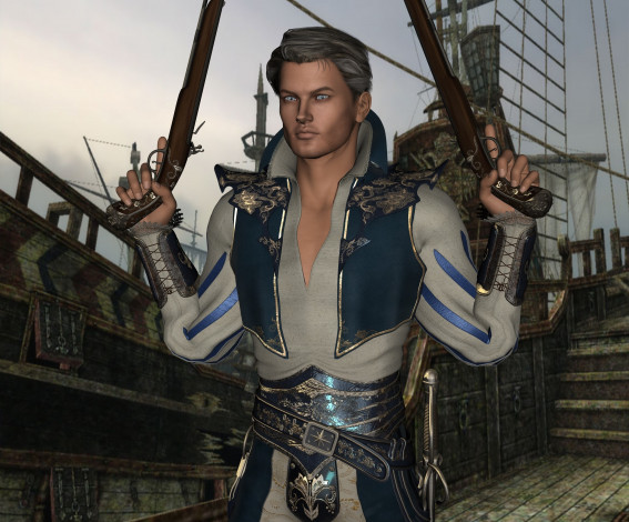 Обои картинки фото 3д графика, фантазия , fantasy, взгляд, мужчина, оружие, фон