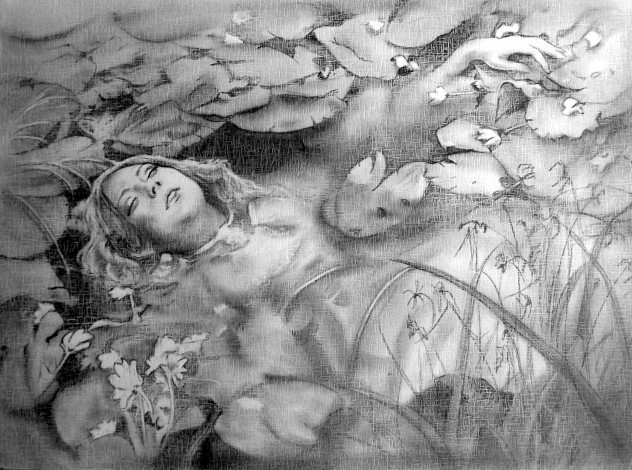 Обои картинки фото рисованное, люди, вода, фон, девушка