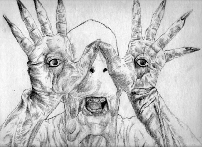 Обои картинки фото рисованное, кино, глаза, взгляд, существо, фон