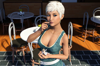 Картинка 3д+графика люди+ people фон девушка взгляд