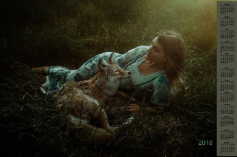 Картинка календари девушки лиса трава профиль 2018