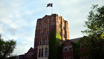 Картинка города -+здания +дома здание плющ флаг