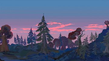 Картинка рисованное природа деревья лес