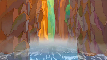 Картинка рисованное природа камни водоем