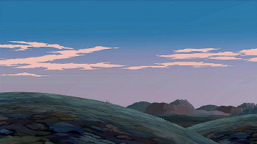 Картинка рисованное природа облака поле