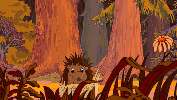 Картинка рисованное животные +ежи растения