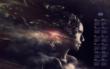 Картинка календари 3д-графика 2018 абстракция лицо