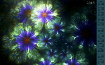 Картинка календари 3д-графика цветок абстракция 2018