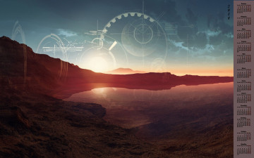 Картинка календари компьютерный+дизайн водоем абстракция 2018