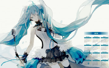 Картинка календари аниме девушка микрофон взгляд 2018