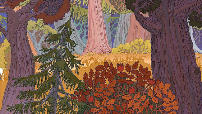 Обои картинки фото рисованное, природа, деревья, лес