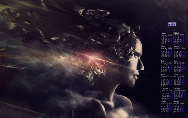 Обои картинки фото календари, 3д-графика, 2018, абстракция, лицо