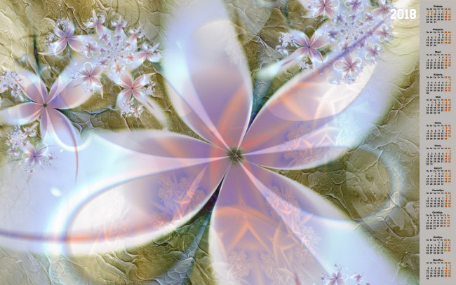 Обои картинки фото календари, 3д-графика, цветок, абстракция, 2018
