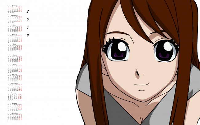 Обои картинки фото календари, аниме, 2018, лицо, взгляд, девушка