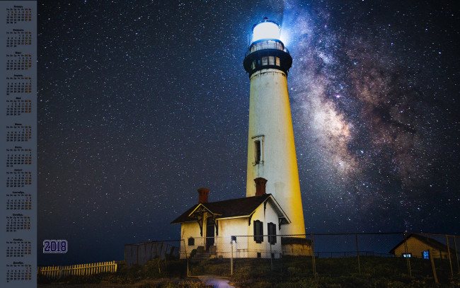 Обои картинки фото календари, города, ночь, дом, небо, звезда, маяк, 2018