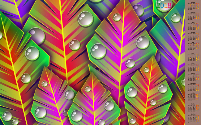 Обои картинки фото календари, рисованные,  векторная графика, 2018, перо, абстракция