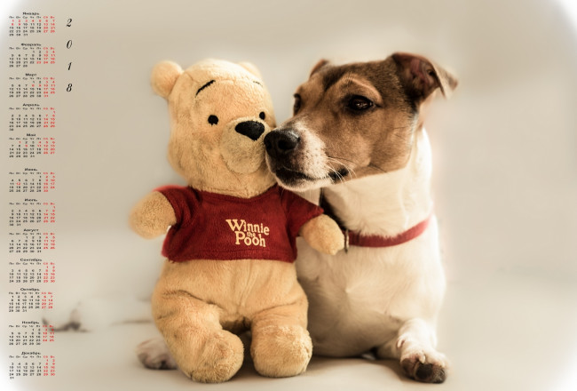 Обои картинки фото календари, животные, игрушка, 2018, собака