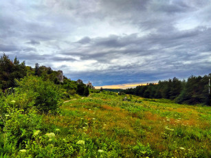 Картинка природа луга луг трава облака