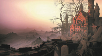 Картинка 3д+графика архитектура+ architecture мост дом