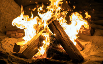 Картинка природа огонь костер пламя поленья