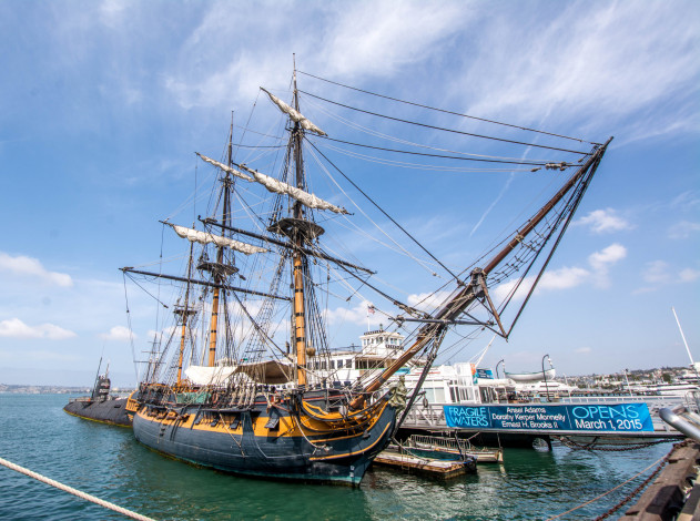 Обои картинки фото hms surprise, корабли, парусники, мачты, паруса