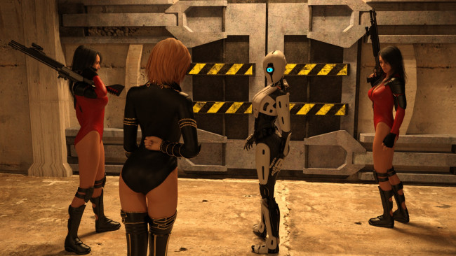 Обои картинки фото 3д графика, фантазия , fantasy, взгляд, девушки, фон