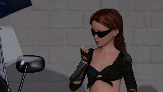 Обои картинки фото 3д графика, люди-авто, мото , people- car ,  moto, девушка, взгляд, фон