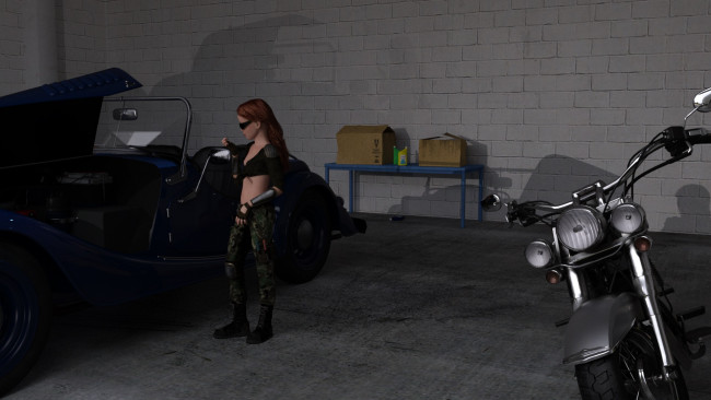 Обои картинки фото 3д графика, люди-авто, мото , people- car ,  moto, девушка, взгляд, фон