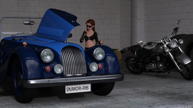Обои картинки фото 3д графика, люди-авто, мото , people- car ,  moto, девушка, взгляд, фон