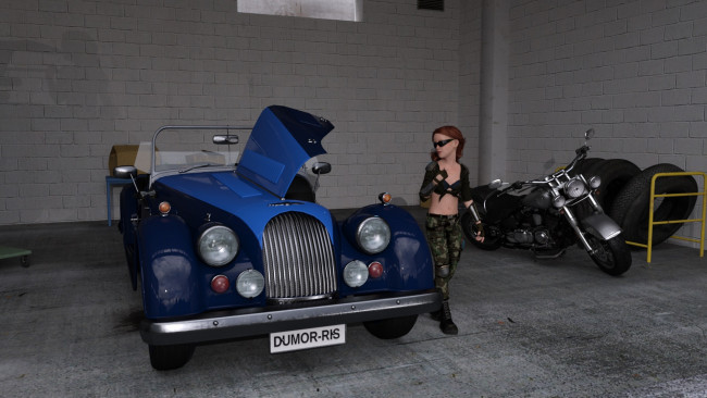 Обои картинки фото 3д графика, люди-авто, мото , people- car ,  moto, девушка, взгляд, фон