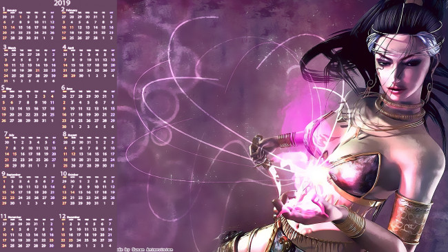 Обои картинки фото календари, фэнтези, украшения, девушка, магия